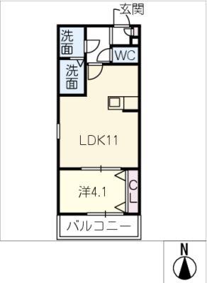 ジーメゾン味鋺エアリー(1LDK/2階)の間取り写真