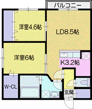 TOMISIA(2LDK/4階)の間取り写真