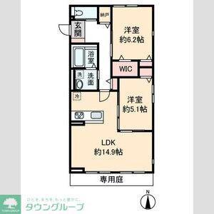 HEIM MAISON 庄内通駅東 B棟(2LDK/1階)の間取り写真