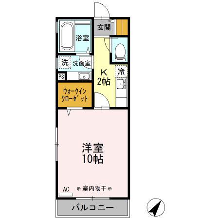 マウントサイド(1K/2階)の間取り写真