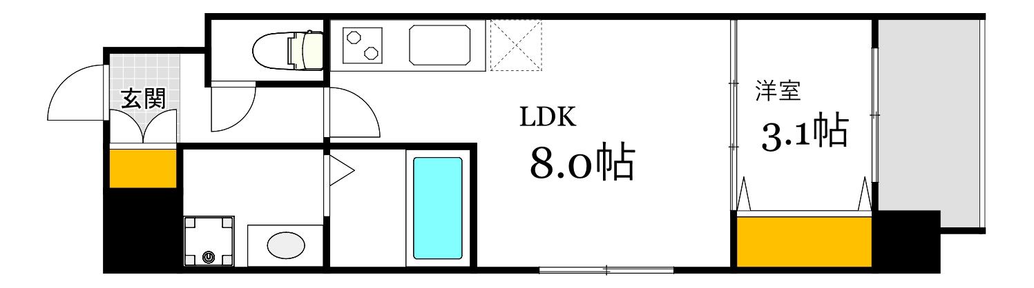 エイトバレー50(1LDK/2階)の間取り写真