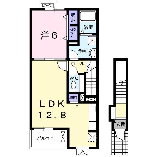 ラウレア K(1LDK/2階)の間取り写真