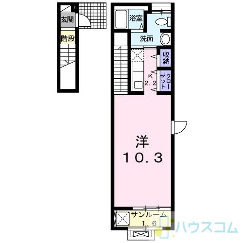 カーサ摩耶 II(1K/2階)の間取り写真