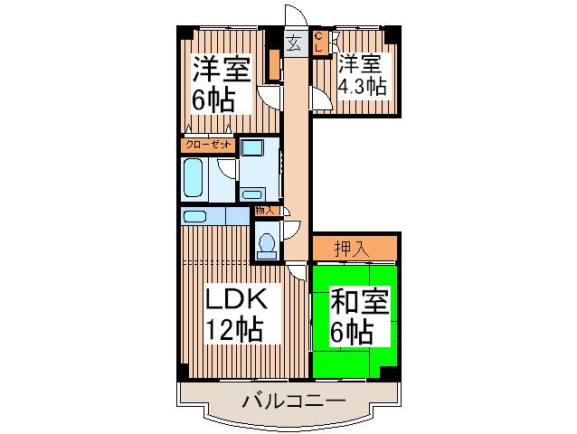 シャルマン5(3LDK/6階)の間取り写真