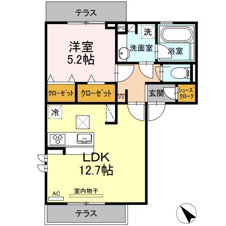 シンフォニーマム(1LDK/1階)の間取り写真