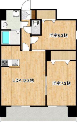 クロノス40新町III(2LDK/5階)の間取り写真