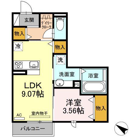 名鉄豊川線 諏訪町駅 徒歩11分 2階建 築7年(1LDK/2階)の間取り写真