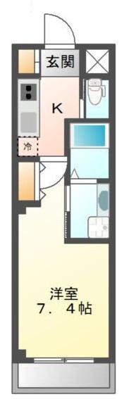 ラポールイシイ(1K/2階)の間取り写真
