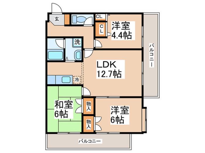 成瀬ロイヤルハイツII(3LDK/1階)の間取り写真