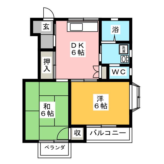ライト藤ハイツ(2DK/2階)の間取り写真