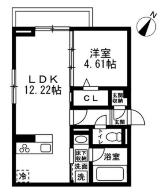 国立市谷保4丁目 A棟(1LDK/2階)の間取り写真