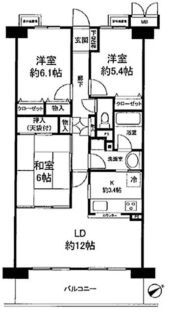 グレーシィ栗東デュオ(3LDK/2階)の間取り写真