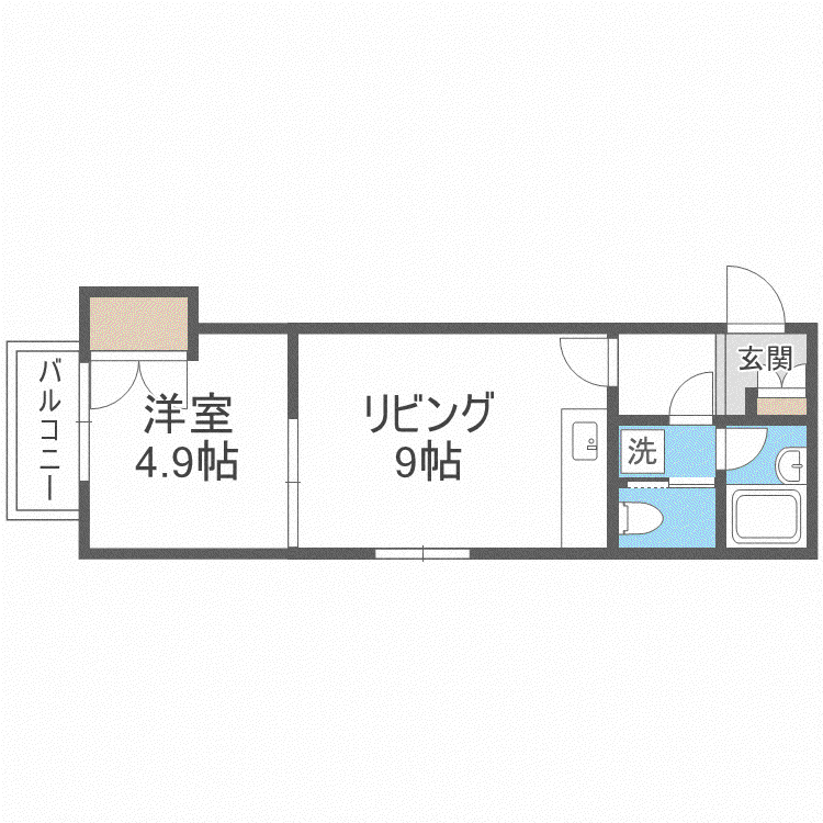 ΑNEXT札幌第2(1DK/3階)の間取り写真