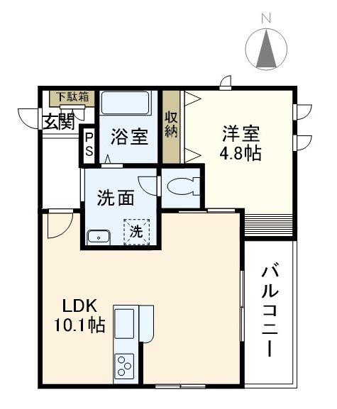 BY THE RIVER 戸塚(1LDK/2階)の間取り写真