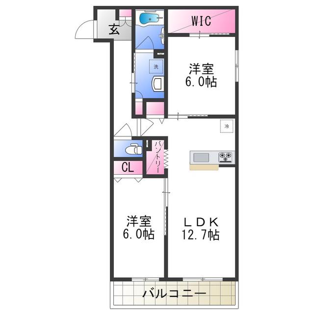 シャーメゾン加茂(2LDK/3階)の間取り写真