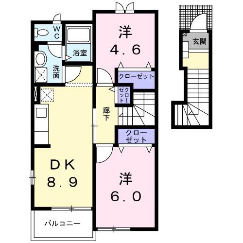 ヴィラサンライズ(2DK/2階)の間取り写真