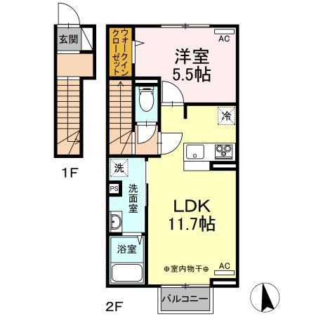 サロン・ド・HIRO(1LDK/2階)の間取り写真
