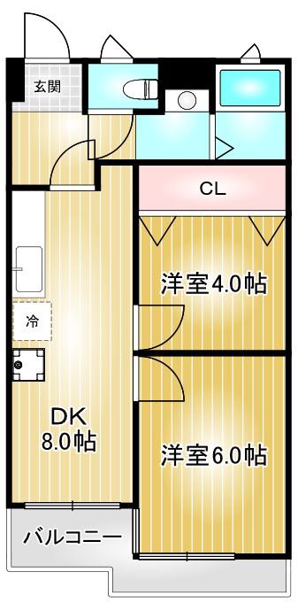Fメゾン吹上(2DK/4階)の間取り写真