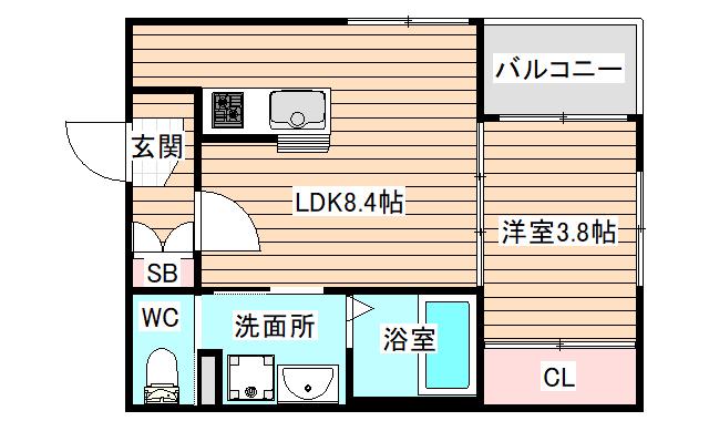 ハーモニーテラスVALUE姫里(1LDK/2階)の間取り写真