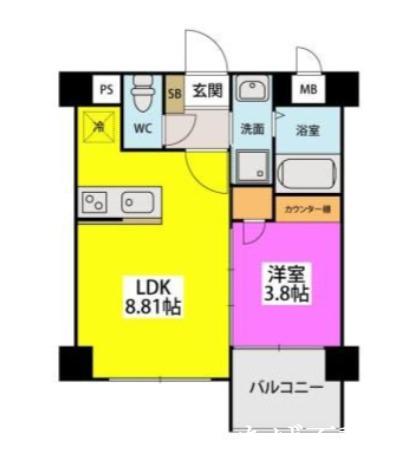 ラフィーネ井尻IIB棟(1LDK/5階)の間取り写真