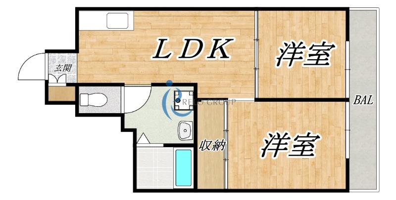 日宝メゾンドショウ(2LDK/4階)の間取り写真