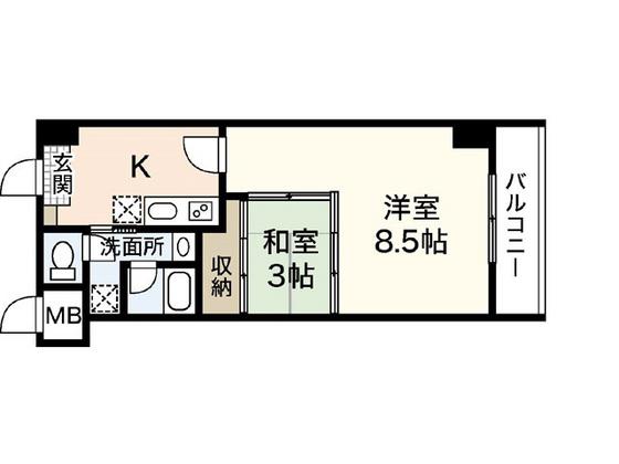クレアテラ五日市(2K/5階)の間取り写真