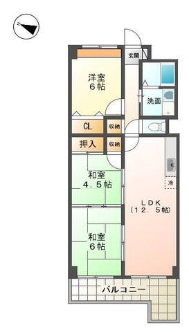 クレール南鈴原(3LDK/3階)の間取り写真