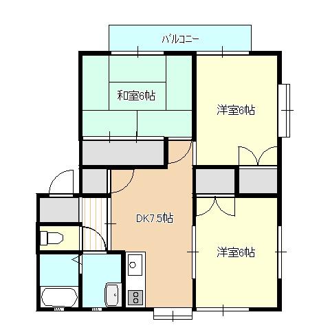 ロイヤルハイム宇部西(3DK/2階)の間取り写真