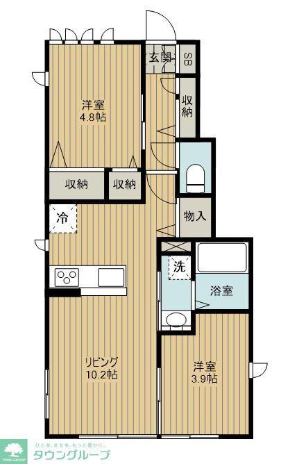 フィネス宮西(2LDK/1階)の間取り写真