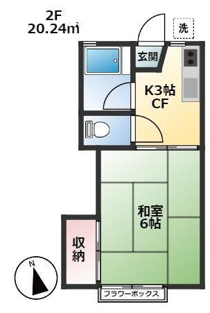 コーポ藤香(1K/2階)の間取り写真