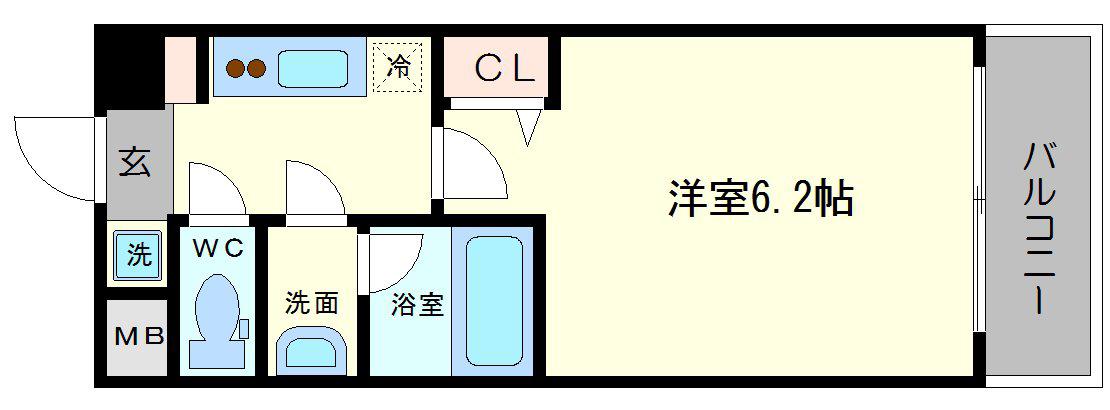 スプランディッド難波II(1K/3階)の間取り写真