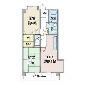 レジデンス藤が丘(2DK/1階)の間取り写真