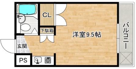 ウエストコート(ワンルーム/3階)の間取り写真