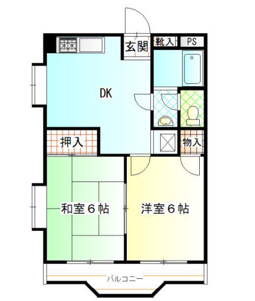 YSコア(2DK/4階)の間取り写真