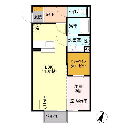 ウィットS鳥羽(1LDK/1階)の間取り写真