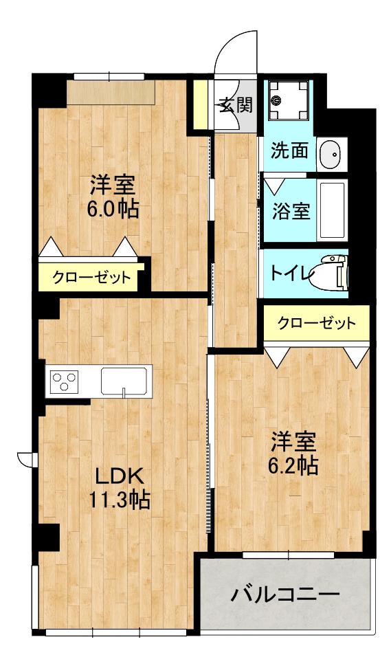 GRACEーB(2LDK/2階)の間取り写真