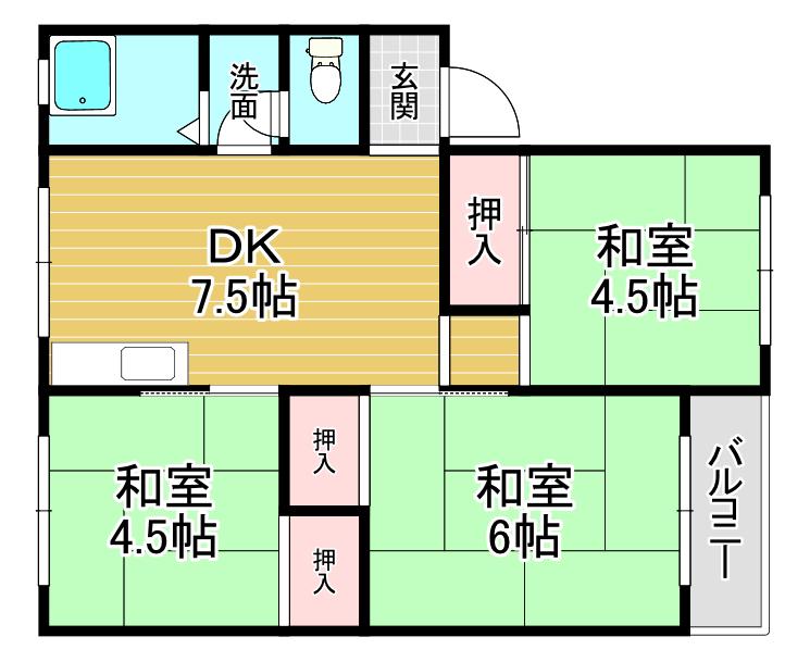 本多マンション(3DK/3階)の間取り写真