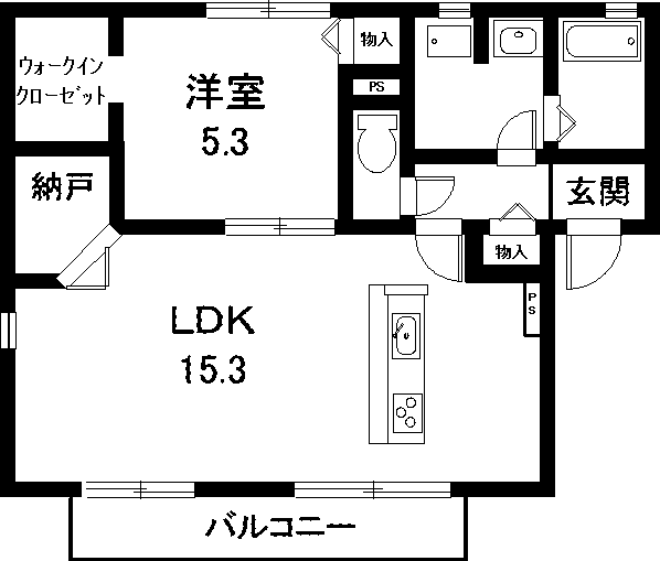 カーサヴィアーレ(1LDK/1階)の間取り写真