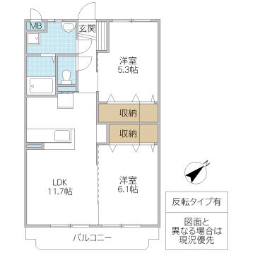 プライムスクエア(2LDK/3階)の間取り写真