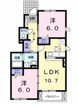 NAVEL AVENUE II(2LDK/1階)の間取り写真