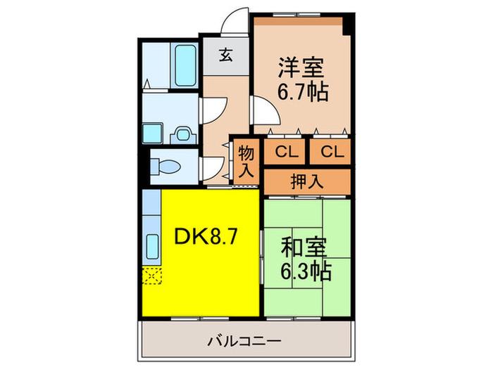 OPH新千里東町(2DK/2階)の間取り写真