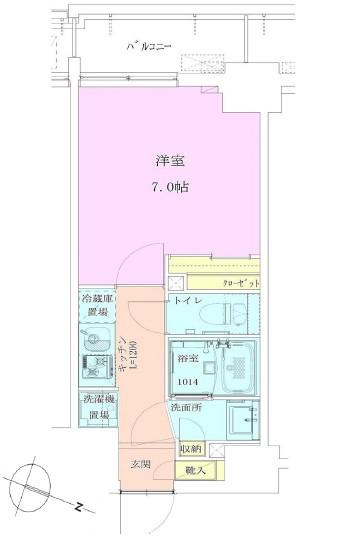 恵比寿レジデンス弐番館(1K/2階)の間取り写真