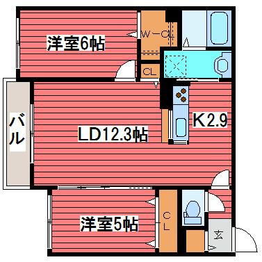 サザンプレイス美園(2LDK/3階)の間取り写真
