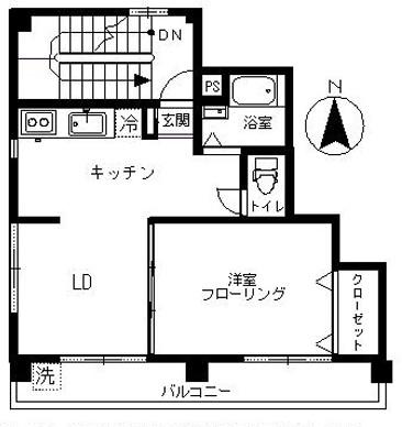 中村ビル(1LDK/2階)の間取り写真