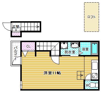 あんしん田井城08-1069(ワンルーム/2階)の間取り写真