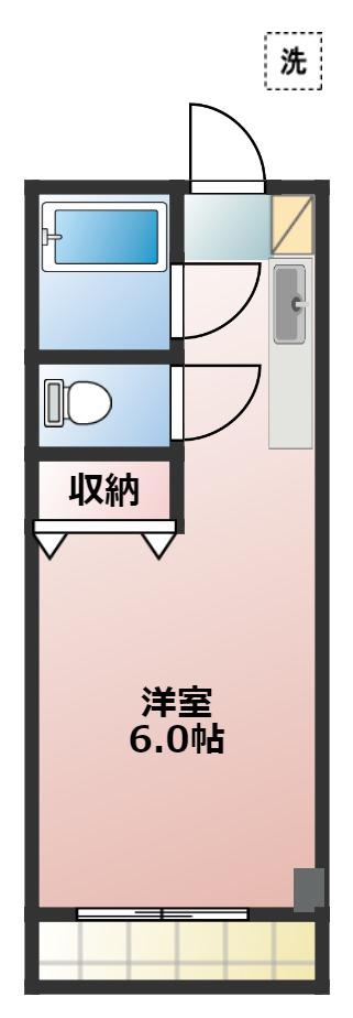 ブコウハイツ(ワンルーム/3階)の間取り写真
