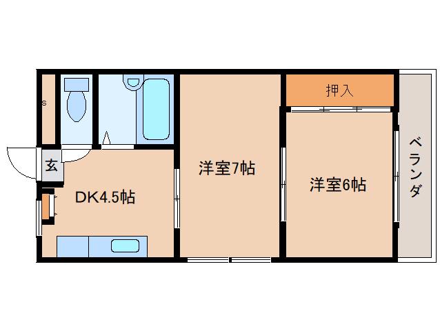 シティパレス生駒俵口町I(2DK/3階)の間取り写真