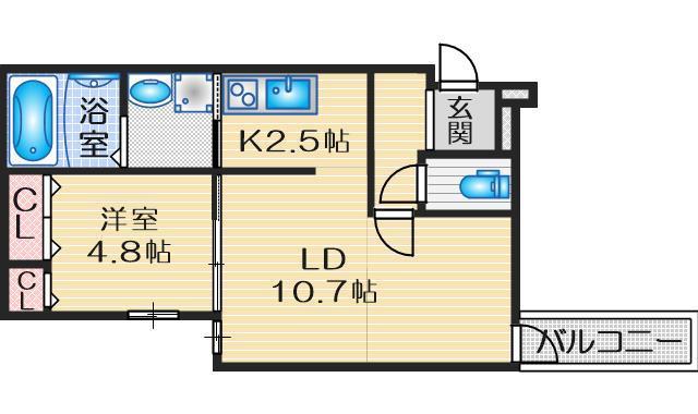 フジパレス吹田清和園V番館(1LDK/1階)の間取り写真