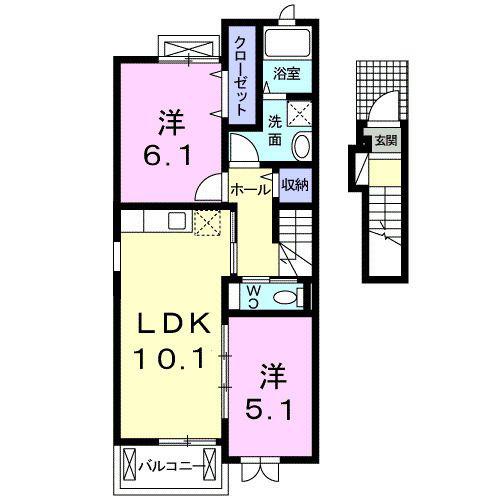 ボルベール(2LDK/2階)の間取り写真