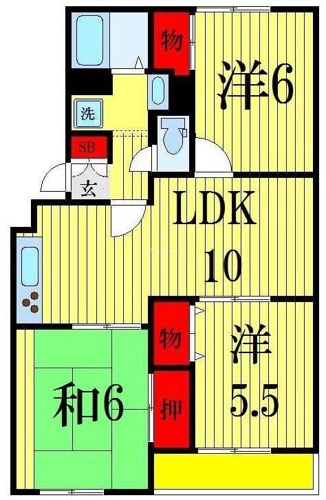 サンモールオガワ(3LDK/1階)の間取り写真